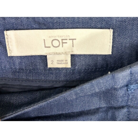 Loft Women's Size 2 Dark Chambray Mini Skirt 6 Button Detail Bib Nautical Lined - Picture 5 of 9